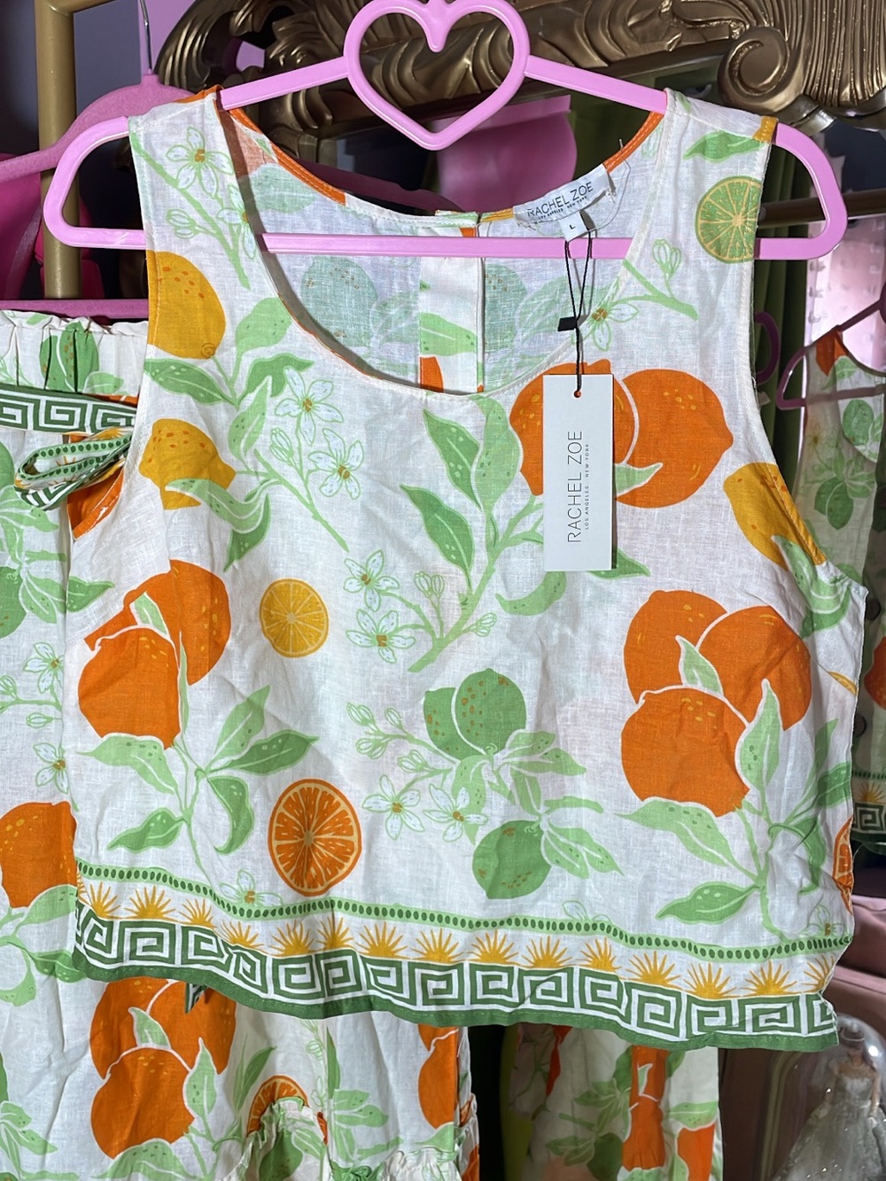 Rachel Zoe White Tank & Skirt Set with Orange Citrus Print - Picture 2 of 8